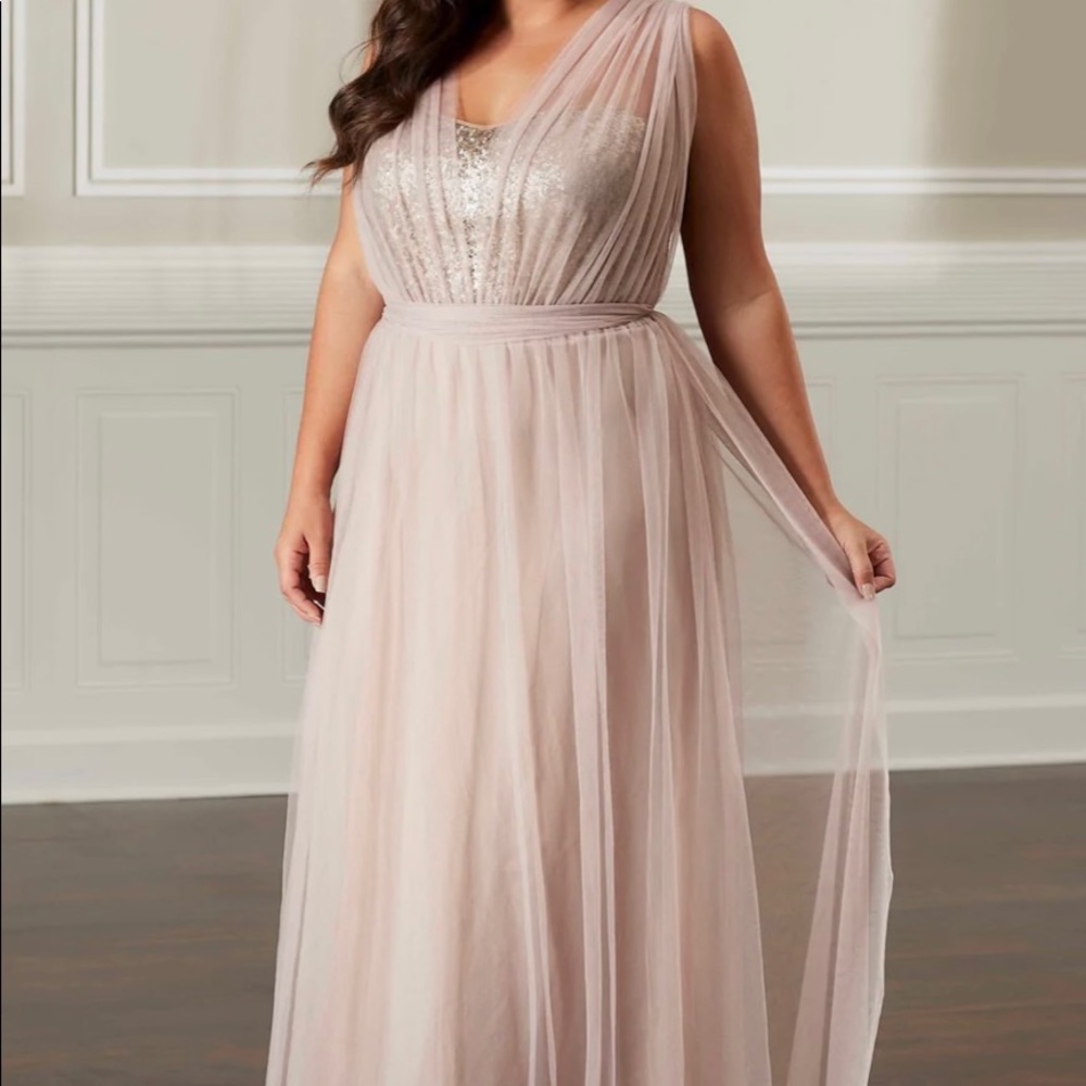 Christina Wu 22725 Rose Gold Sequin/Blush Gown